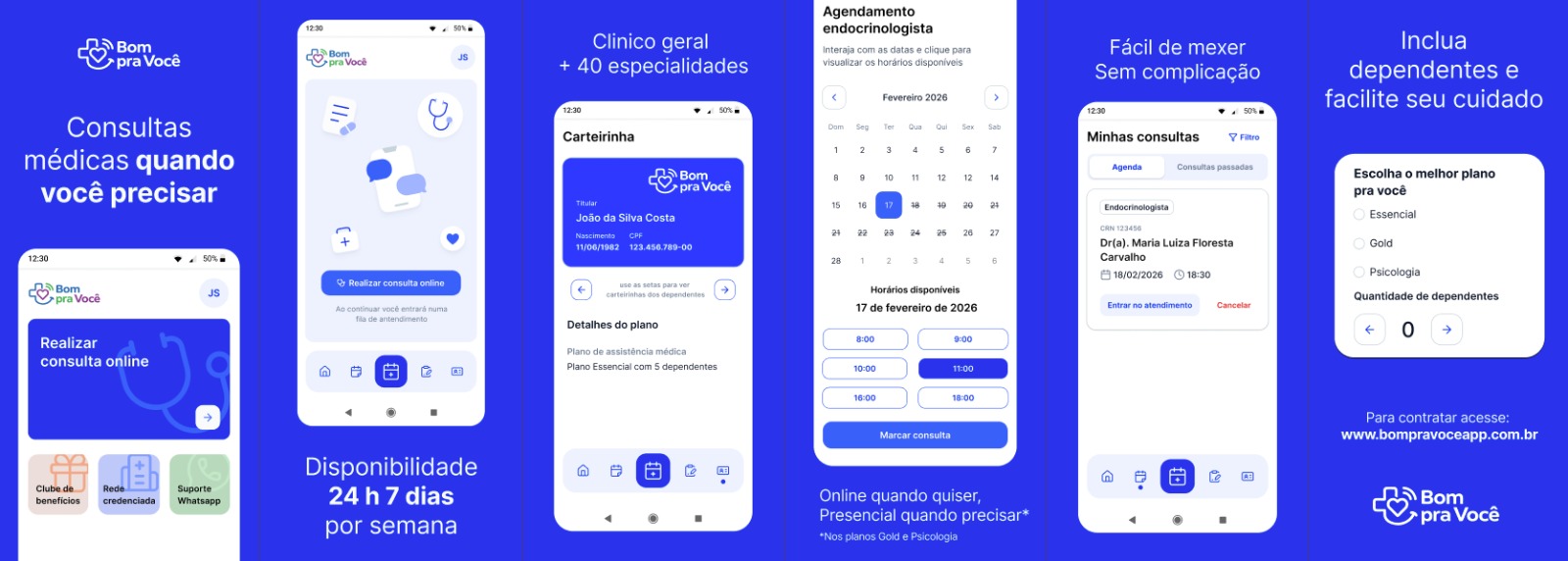 Mockups do aplicativo Bom Pra Você